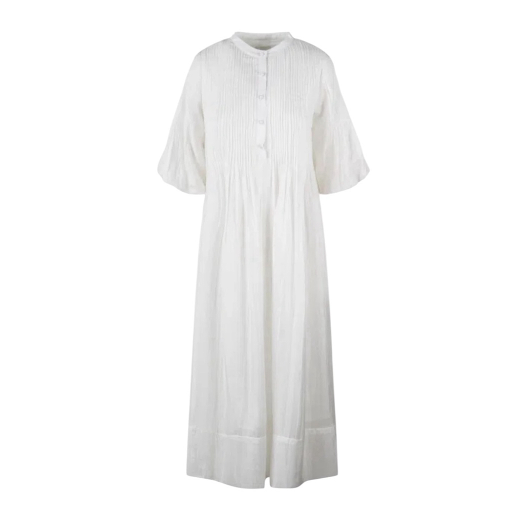 Women's The Rose Ibiza White 100% Silk Pleated Maxi Dress L